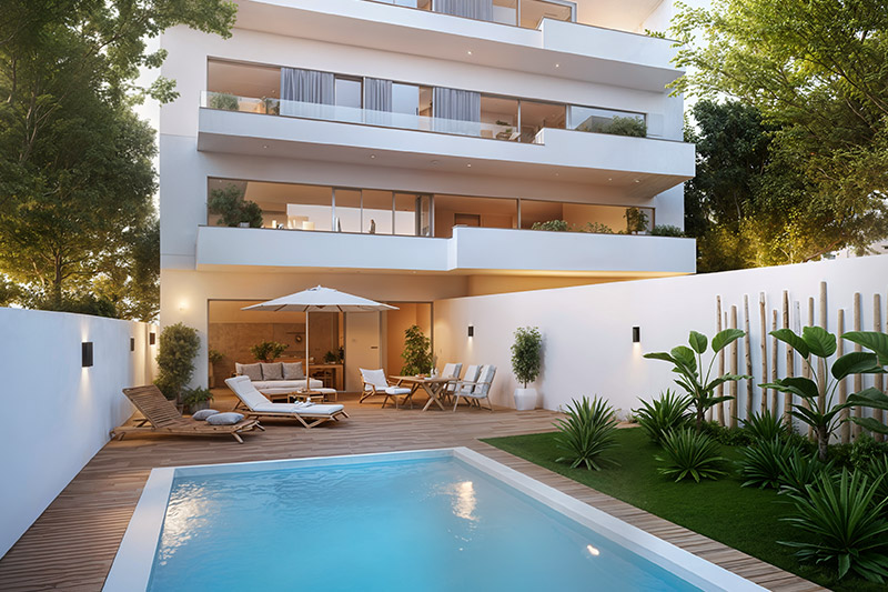Esta vivienda Duplex incluye piscina privada vista de dia
