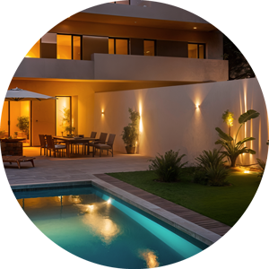 detalle del jardin con la piscina